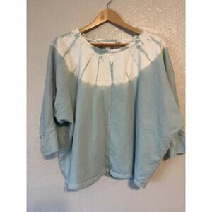 pureJill 100% Organic Cotton Crewneck Aqua TieDie Sweatshirt Medium
